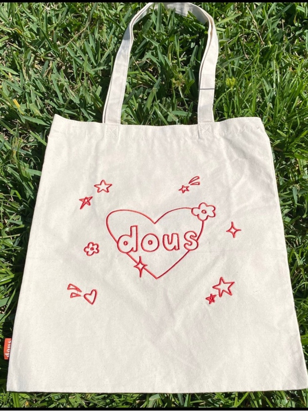 NEW dous doodle tote bag Cream Canvas